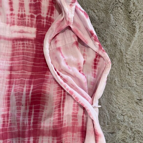 J. Jill Women's Tie-Dye Maxi Dress Size 4 Pink White Crinkle Boho Summer Sundres - Picture 4 of 8